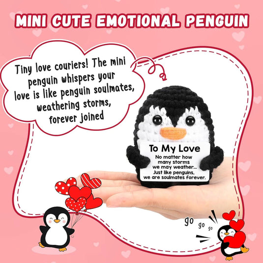 Gifts for Him Her Boyfriend Girlfriend Birthday Christmas, To My Love Handmade Crochet Penguin I Love You Gift for Couples Wife