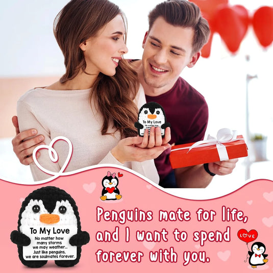 Gifts for Him Her Boyfriend Girlfriend Birthday Christmas, To My Love Handmade Crochet Penguin I Love You Gift for Couples Wife