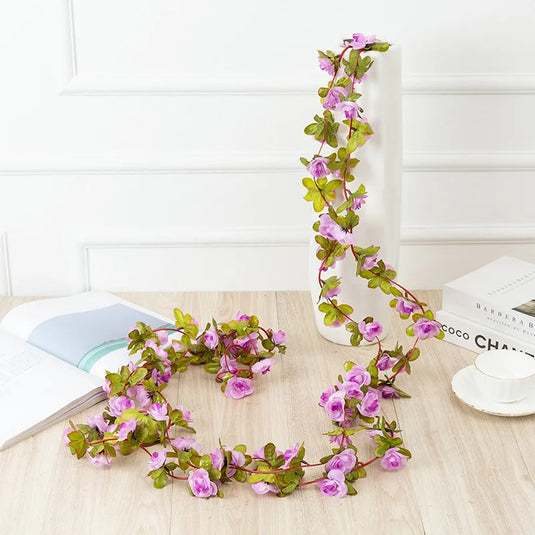 250cm Artificial Rose Garland – Colorful Fake Flower Vine for Wedding, Home & Christmas Decor