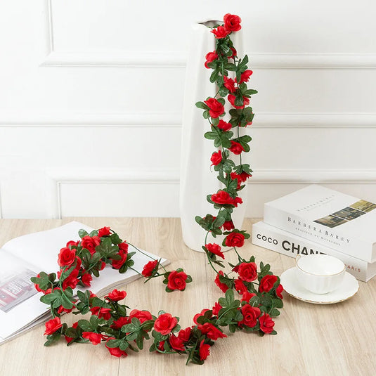 250cm Artificial Rose Garland – Colorful Fake Flower Vine for Wedding, Home & Christmas Decor