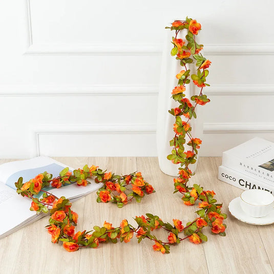 250cm Artificial Rose Garland – Colorful Fake Flower Vine for Wedding, Home & Christmas Decor