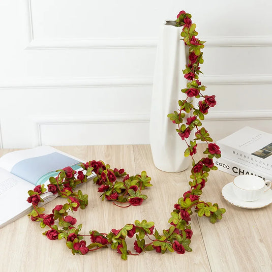 250cm Artificial Rose Garland – Colorful Fake Flower Vine for Wedding, Home & Christmas Decor