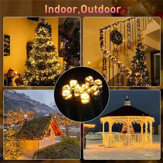 10M/20M/30M Christmas Garland String Lights Outdoor 8 Modes Waterproof Fairy Lights for Garden Party Wedding New Year Decor