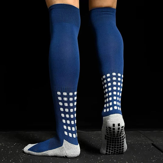 Men's Long Football Socks, Non-Slip Soccer Compression Socks, Breathable Knee High Athletic