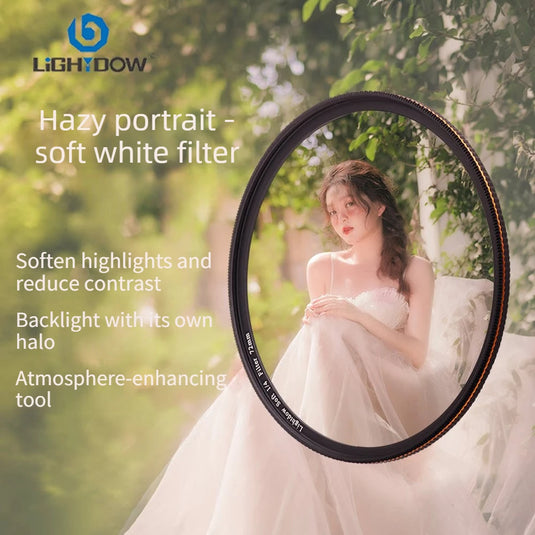 Lightdow White Soft Lens Filter 1/4 1/8 Fit 52 55 58 62 67 72 77 82mm Soft Filter White Mist Soft Focus Dreamy Cinematic Effect