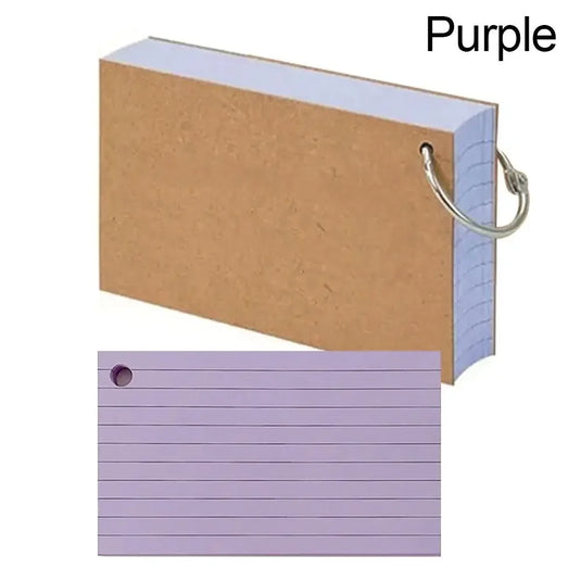 Kawai 50Pcs Binder Horizontal Line Memo Book Loose Leaf Index Cards Flash Cards Small Revision Cards for Study Office NotePads