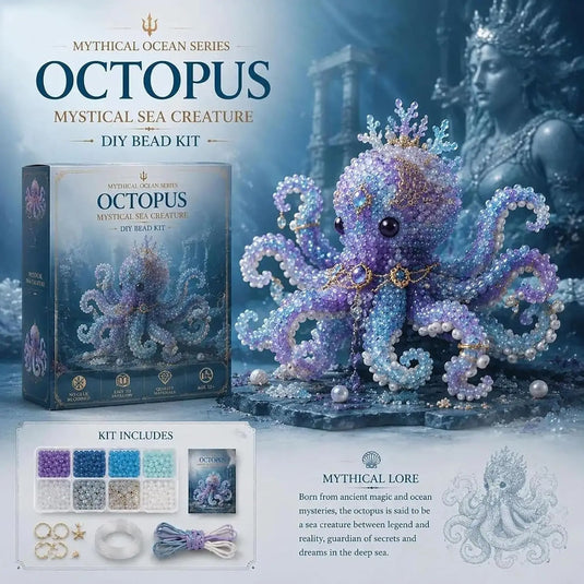 Mythical Ocean DIY Bead Kit for Beginners, 3D Beaded Animal Making Kit, Unique Sea Animal Designs, Glass Bead Embroidery Set