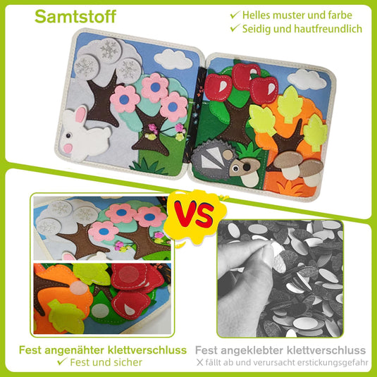 Children's baby Early Education Intelligence Learning baby Toys Felt Learning Board, Busy Board, Busy Book, Cloth Book, Including Life Skills, Alphabet, Numbers, Shapes Colors, Animals, Weather, Toddler Travel Toys, Birthday