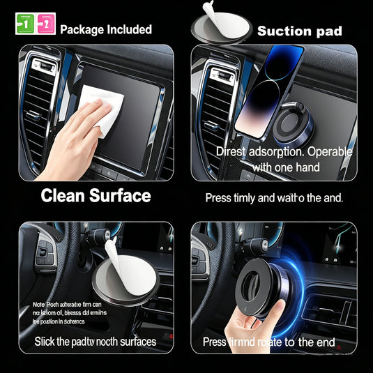 360° Foldable Magnetic Phone Holder – Suction Mount for Car Dashboard, Desk & Gym