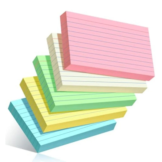 Colored Index Cards 3x5, 250 Pack, Ruled Index Cards, Flash Cards for Studying, Heavy Note Cards for Office, Home and College F