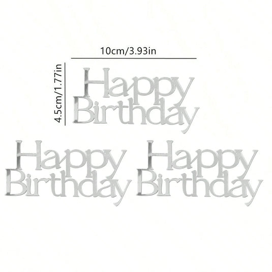 3PCS Happy Birthday Cake Topper Simple Lines Acrylic Gold Silver Black Dessert Toppers for Birthday Party Cake Decorations