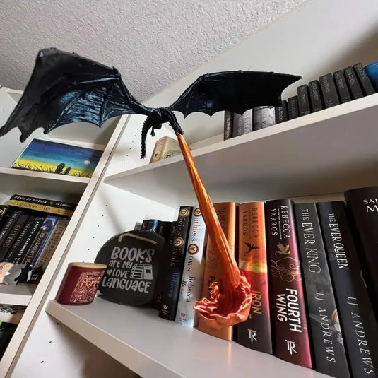 Fire Dragon Bookshelf Ornament, Flying Dragon Bookshelf Decoration Valentine's Gift, Halloween Indoor Desktop Statue Ornament