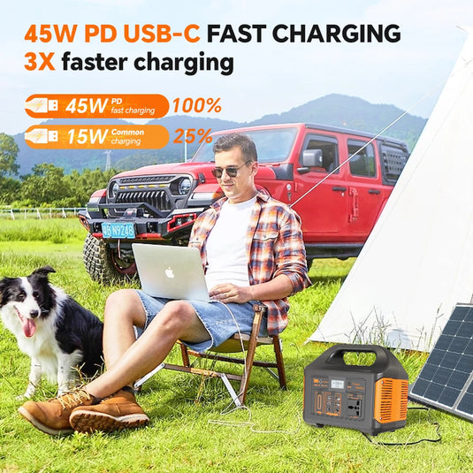500W 460Wh Portable Solar Power Station Emergency Power LED Display Outdoor Power Supply LifePO4 Battery Power Bank for Camping Fishing