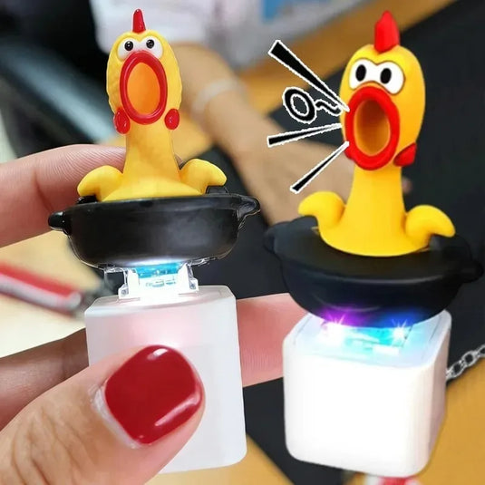 1/2/3/4PCS Funny Screaming Chicken Keychain Sound Light Press Button Stress Relief Fidget Toy Cute Bag Pendant Novelty Gift