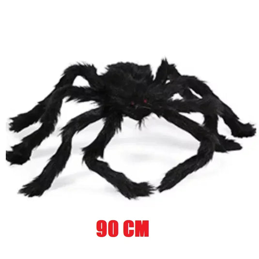 Giant Black Plush Spider Halloween Decoration 30–200cm