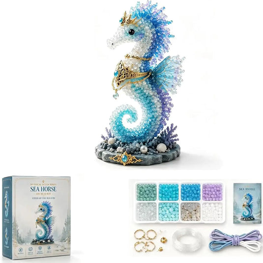 Mythical Ocean DIY Bead Kit for Beginners, 3D Beaded Animal Making Kit, Unique Sea Animal Designs, Glass Bead Embroidery Set