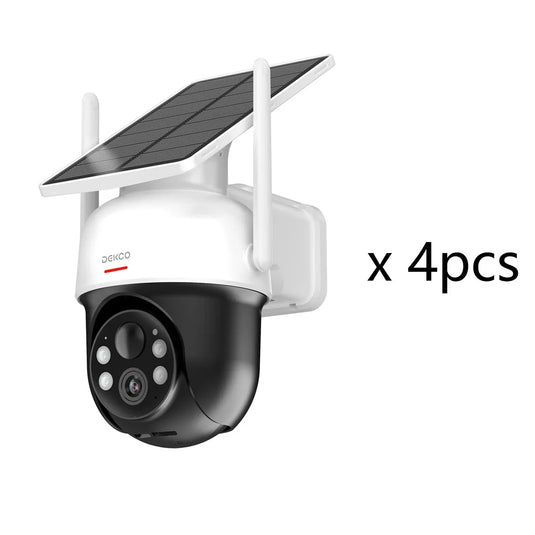 Dekco 2/4/6/8pcs Solar WiFi Camera 3MP 100% Wire-Free 5000mAh Battery Two-way Audio Security Camera Wireless PTZ CCTV Camera