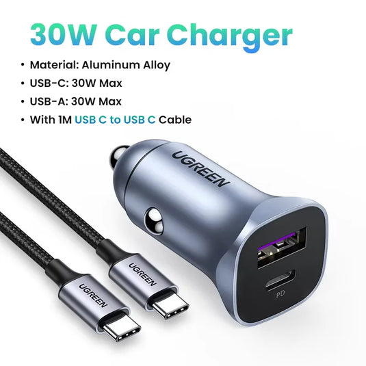 UGREEN Car Charger USB-C Fast Charging 4.0 – PD Charger for iPhone 17/16/15, Xiaomi & More