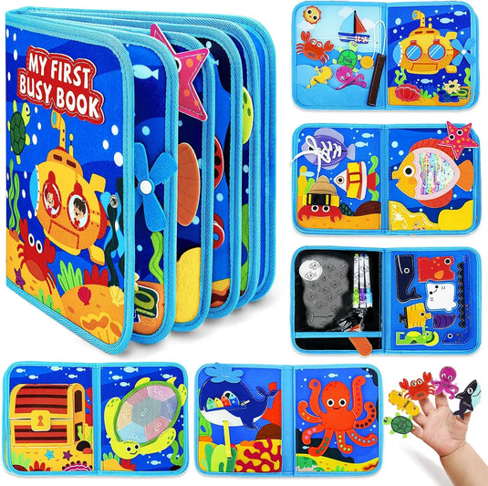 Children's baby early education intelligence learning baby toys felt learning board, busy board, busy book, cloth book, including life skills, alphabet, numbers, shapes colors, animals, weather, toddler travel toys, birthday