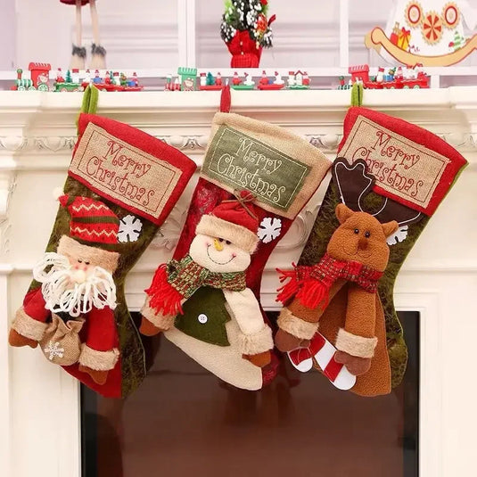 Large Christmas Stockings | Santa, Snowman & Reindeer Designs