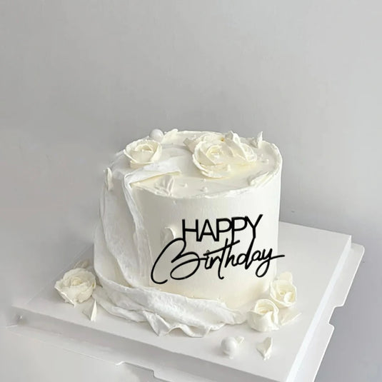 3PCS Happy Birthday Cake Topper Simple Lines Acrylic Gold Silver Black Dessert Toppers for Birthday Party Cake Decorations