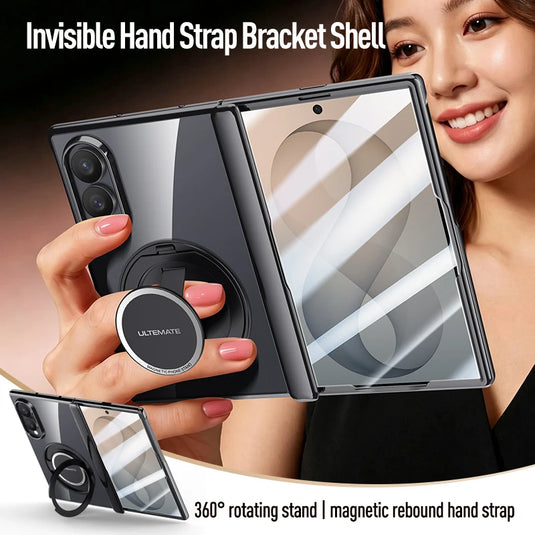 Portable Stand Holder HD Clear Glass Film Fashion Case for Samsung Galaxy Z Fold8 5G Fold 8 Ultra Zfold8 Cell Phone Accessories