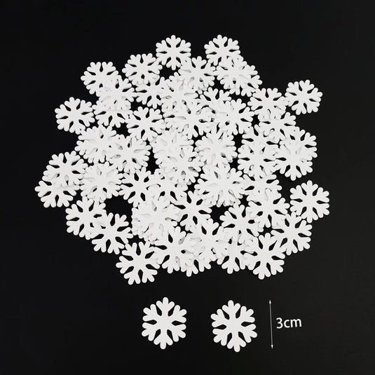 50Pcs Christmas Wood Chips Christmas Wooden Decoration Wooden Snowflake Chips Elk Xmax Tree Ornament Christmas Craft Supplies