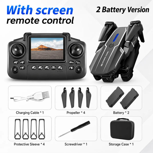 ZNLYRION 2.4Ghz RC Drone with HD Dual Camera Altitude Hold Path Planning Flight 3-Speed Adjustable Foldable Drone Toy