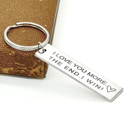 Valentine's Day Keychain for Him & Her | I Love You More The End I Win Couple Gift