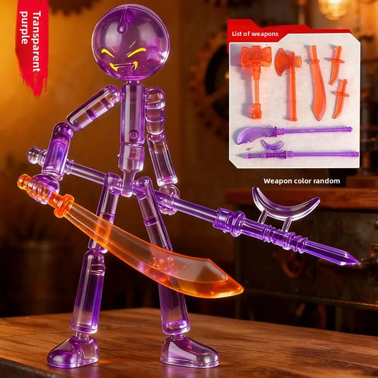 1 Set Novelty Action Figure Stickman Assembled Robot Movable 3d Printing Mannequin Multi-jointed Stickman Toy