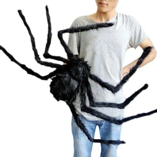 Giant Black Plush Spider Halloween Decoration 30–200cm