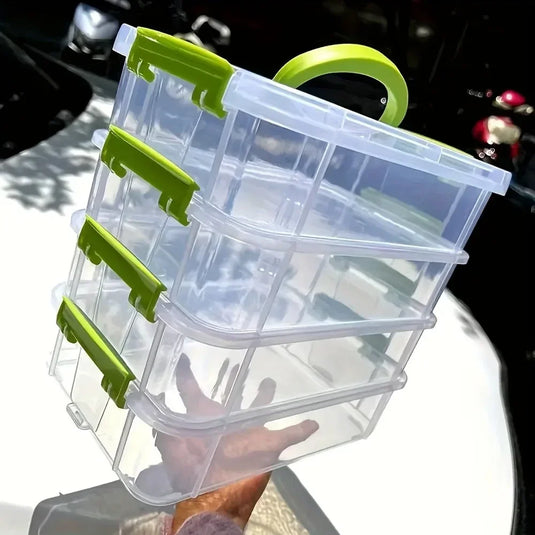 Transparent Building Blocks Storage Box, Stackable Grid Drawer Organizer for LEGO Bricks