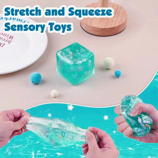 Taba Squishy Stress Ball Cube – Ocean Sensory Fidget Toy for Adults & Kids | Slow Rise