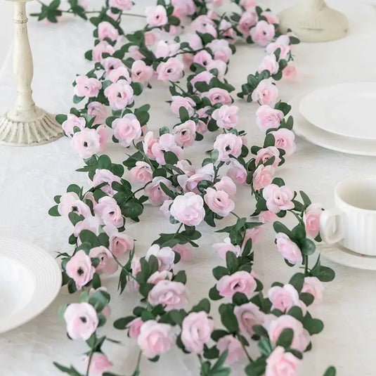 250cm Artificial Rose Garland – Colorful Fake Flower Vine for Wedding, Home & Christmas Decor