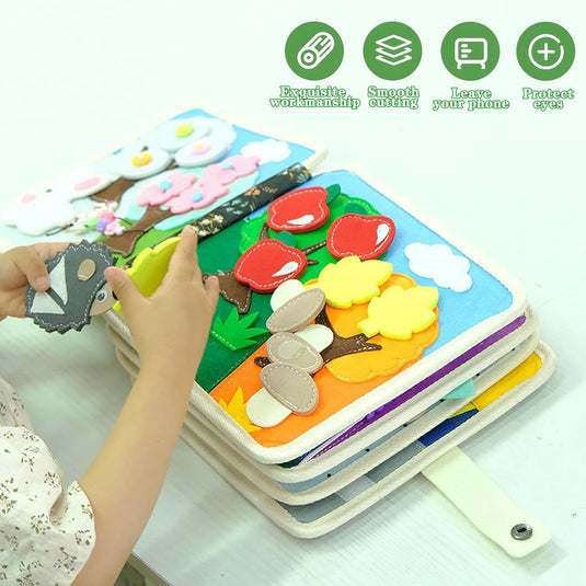 Children's baby Early Education Intelligence Learning baby Toys Felt Learning Board, Busy Board, Busy Book, Cloth Book, Including Life Skills, Alphabet, Numbers, Shapes Colors, Animals, Weather, Toddler Travel Toys, Birthday