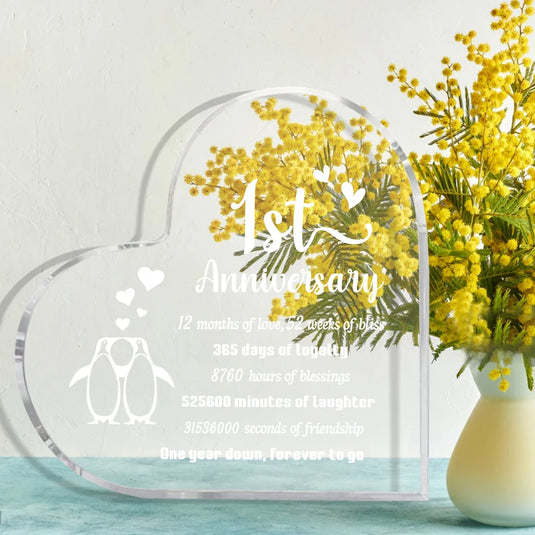 1 Year Anniversary Penguin Couple Gift | Romantic 1st Wedding Anniversary Gift for Him & Her