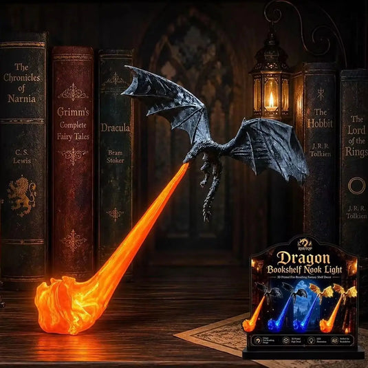 Fire Dragon Bookshelf Ornament, Flying Dragon Bookshelf Decoration Valentine's Gift, Halloween Indoor Desktop Statue Ornament