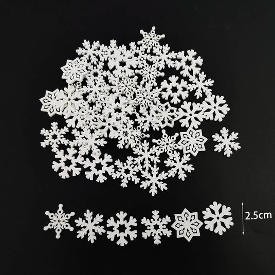 50Pcs Christmas Wood Chips Christmas Wooden Decoration Wooden Snowflake Chips Elk Xmax Tree Ornament Christmas Craft Supplies