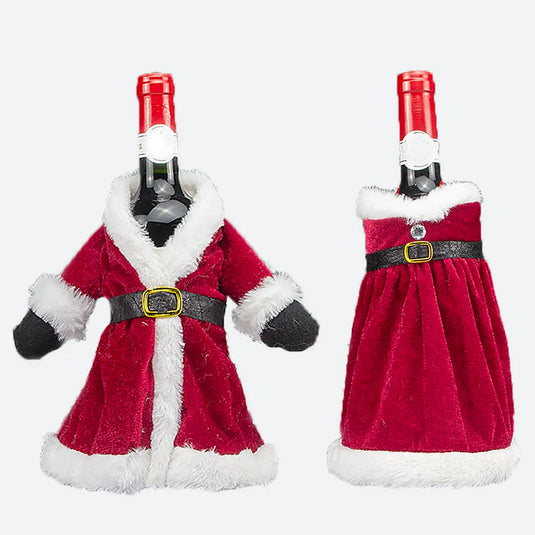 Wine bottle Christmas decoration velvet plush wine bottle bag Christmas red wine set for restaurant decoration