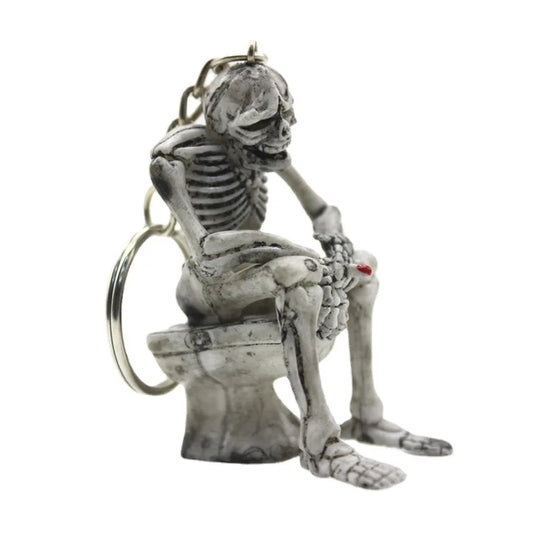 Halloween Skeleton Keychain Spooky Toilet Creepy Bathroom Skull Figurine Bag Charm Novelty Party Accessory Gifts For Women Style