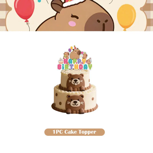 Capybara Decoration Birthday Party Pavors for Girls Capybara Tableware Set Cup Plate Balloons Gift Bags Happy Banner Supplies