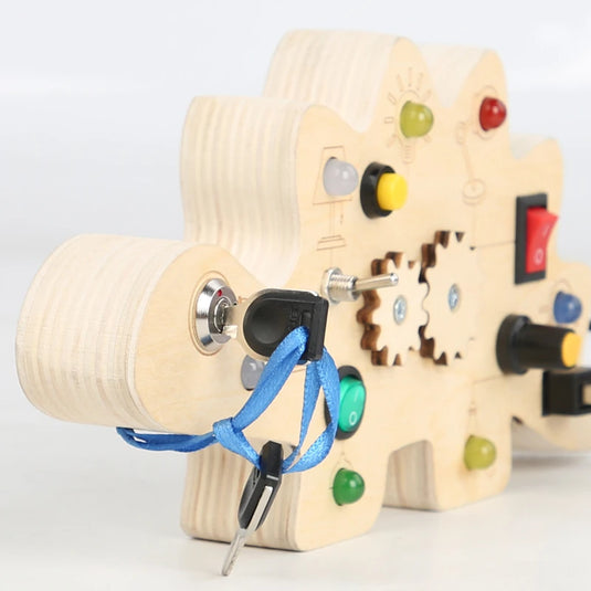 Wooden LED Light Switch Busy Board – Montessori Sensory Educational Toy for Kids & Toddlers