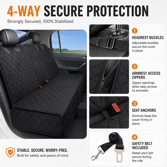 Waterproof Dog Car Seat Cover | Rear Bench Pet Protector