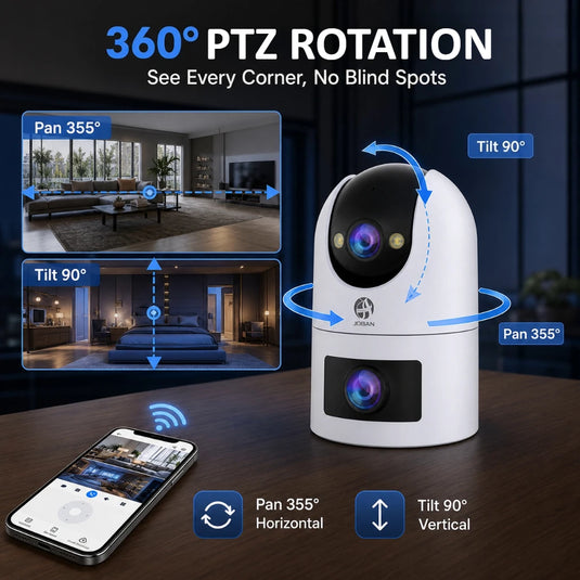 Jooan 4K 8MP Dual Lens Dual Screen IP Camera Wifi Outdoor PTZ Cameras Auto Tracking CCTV Camera Audio Video Indoor Surveillance