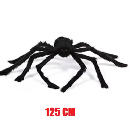 Giant Black Plush Spider Halloween Decoration 30–200cm