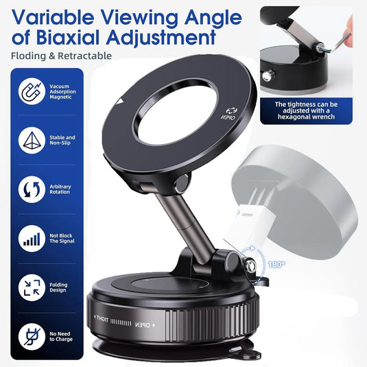 360° Foldable Magnetic Phone Holder – Suction Mount for Car Dashboard, Desk & Gym