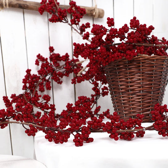 1PC Simulated Wealth Fruit Vine Decoration for Christmas Indoor Home Hanging Fireplace Flower Wreath Ornament
