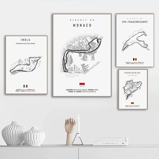 F1 Imola Circuit Canvas Wall Art, Formula 1 Motorsport Track Poster, Nordic Racing Canvas