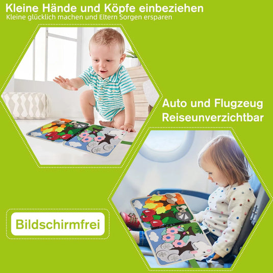 Children's baby Early Education Intelligence Learning baby Toys Felt Learning Board, Busy Board, Busy Book, Cloth Book, Including Life Skills, Alphabet, Numbers, Shapes Colors, Animals, Weather, Toddler Travel Toys, Birthday