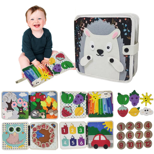 Children's baby Early Education Intelligence Learning baby Toys Felt Learning Board, Busy Board, Busy Book, Cloth Book, Including Life Skills, Alphabet, Numbers, Shapes Colors, Animals, Weather, Toddler Travel Toys, Birthday